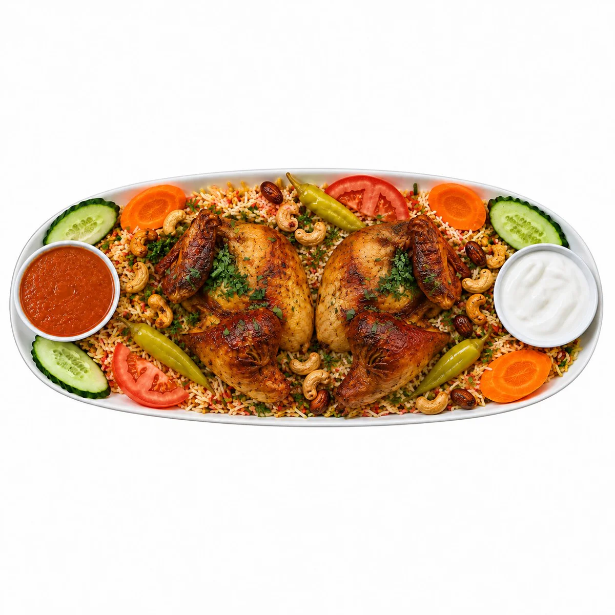 Ganzes Hähnchen mit Mandi-Reis
