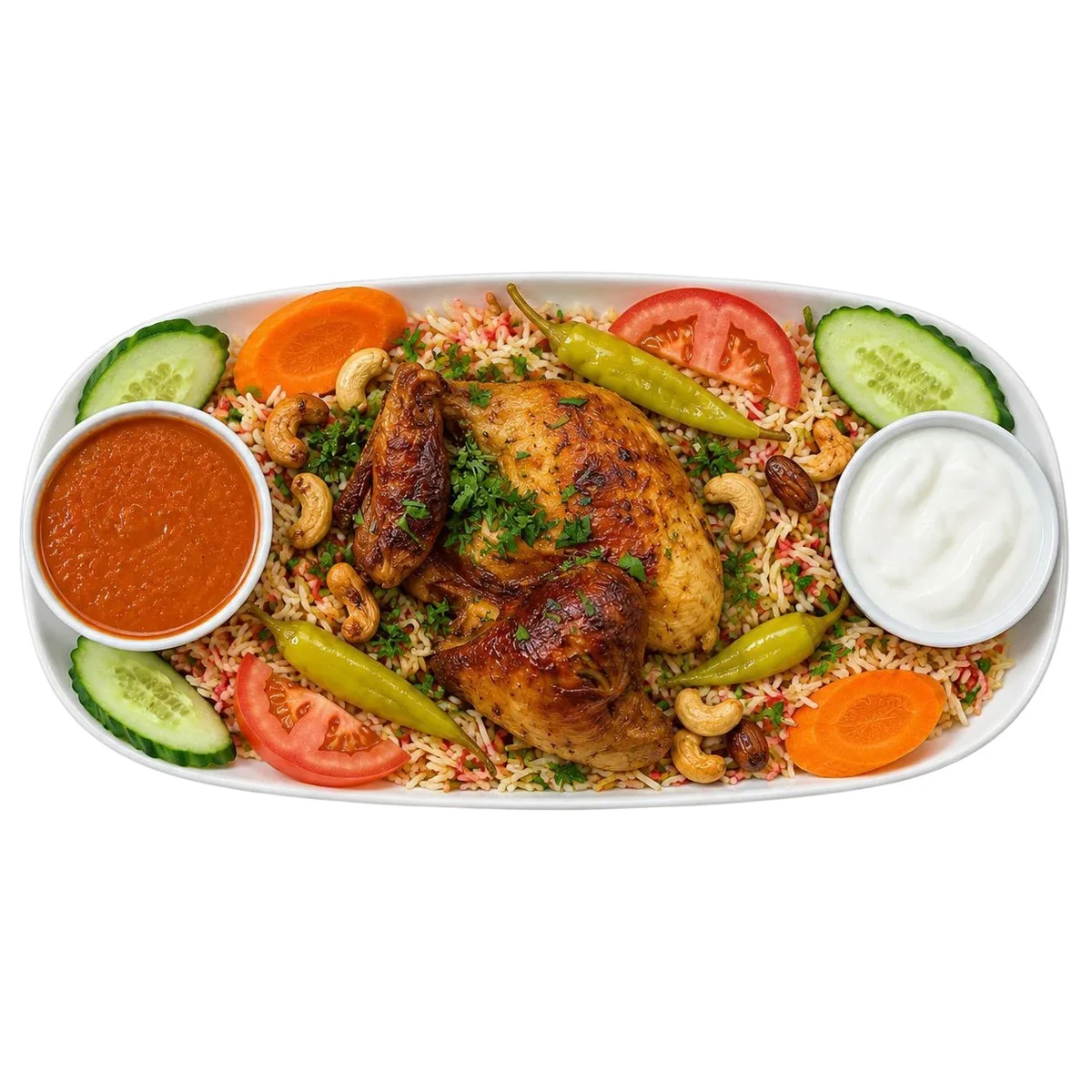 Halbes Hähnchen mit Mandi-Reis