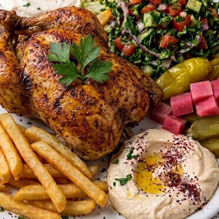 Ganzes Hähnchen Teller